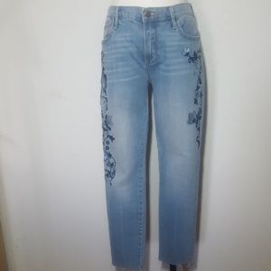 Aqua | Embroidered Floral Jeans | 29